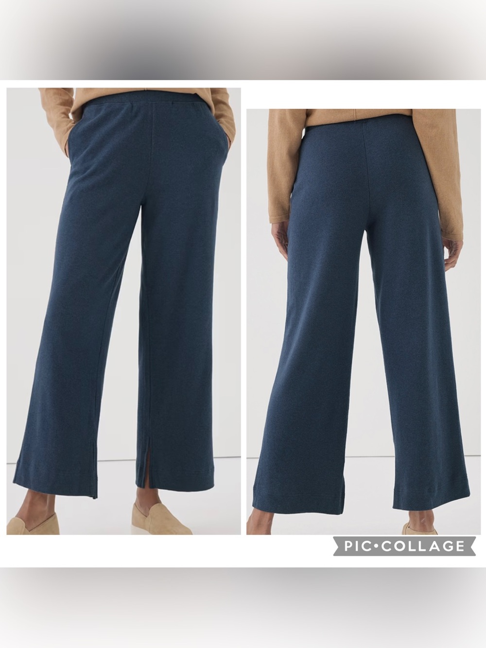 PACT Women’s Blue Organic Cotton AIRPLANE Wide Leg Lounge Jogger Pants Size L.